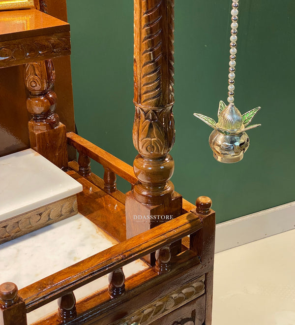 Sri Varah Solid Sheesham Wood Pooja Mandapam with Storage | DDASSMANDAP179