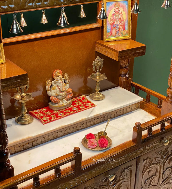 Sri Varah Solid Sheesham Wood Pooja Mandapam with Storage | DDASSMANDAP179 - D'DASS Store
