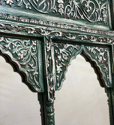 Rustic Green Wooden Hand Carved Dresser & Wall Mirror | DDASSMR238 - D'DASS Store