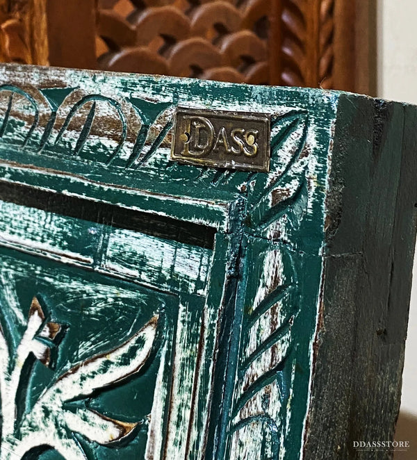 Rustic Green Wooden Hand Carved Dresser & Wall Mirror | DDASSMR238 - D'DASS Store