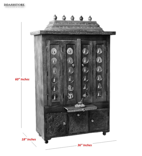 Handcarved South Indian Style Solid Sheesham Wood Pooja Mandapam | DDASSMANDAP104 - D'DASS Store