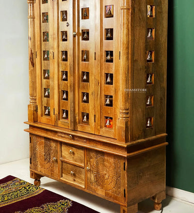 South Indian Style Solid Sheesham Wood Pooja Mandapam | Pooja room mandir designs - D'DASS Store