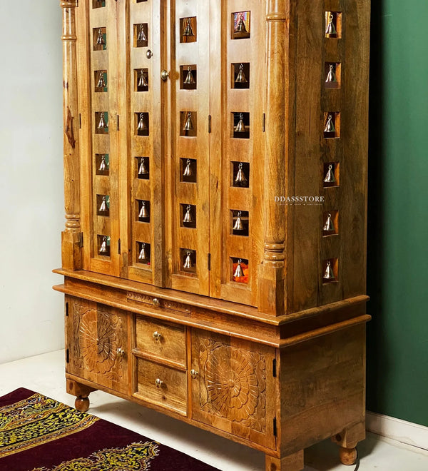 South Indian Style Solid Sheesham Wood Pooja Mandapam | Pooja room mandir designs - D'DASS Store