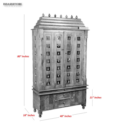 South Indian Style Solid Sheesham Wood Pooja Mandapam | Pooja room mandir designs - D'DASS Store