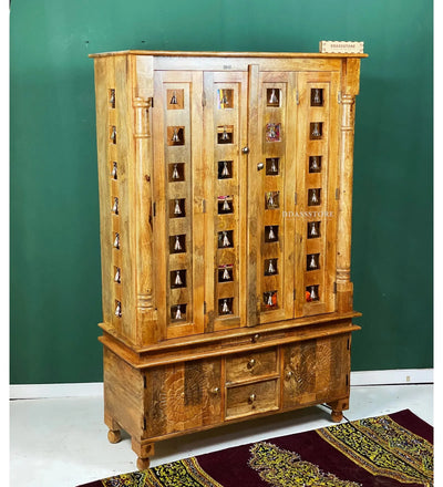 South Indian Style Solid Sheesham Wood Pooja Mandapam | Pooja room mandir designs - D'DASS Store