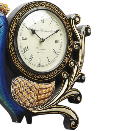12" Decorative Ethnic Peacock Painted Wall Clock for Home | House Warming Gift - D'DASS Store