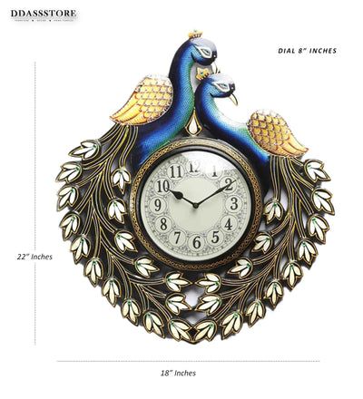 22" Decorative Ethnic Peacock Painted Wall Clock for Home | House Warming Gift - D'DASS Store