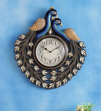 22" Decorative Ethnic Peacock Painted Wall Clock for Home | House Warming Gift - D'DASS Store