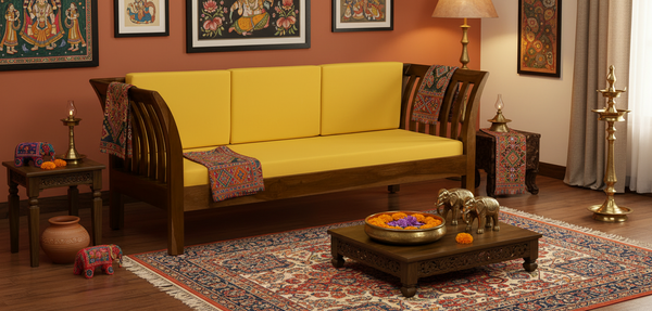 Solid Wood Single 3 Seater Sofa