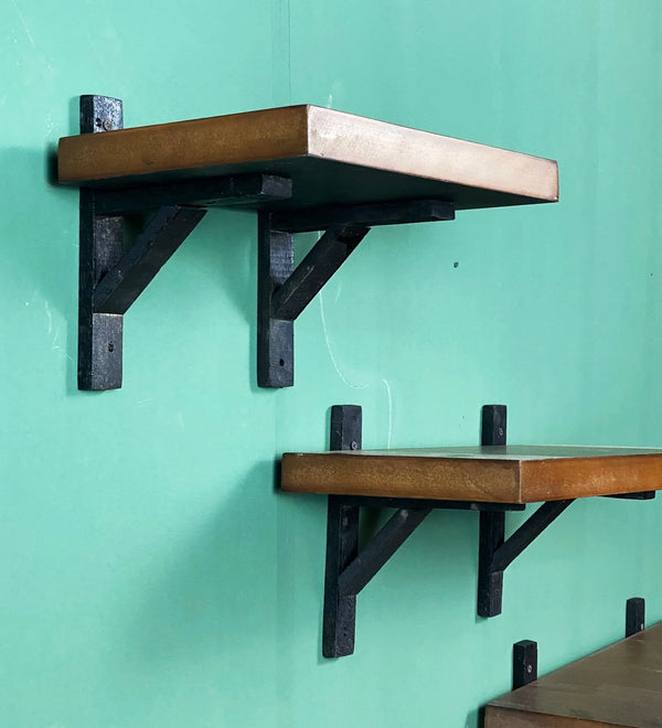 Honey Finish Wooden Wall Shelf (Set Of 3) - D'DASS Store