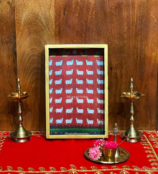 Cow Wooden Pooja Tray & Thali for Home Temple - D'DASS Store