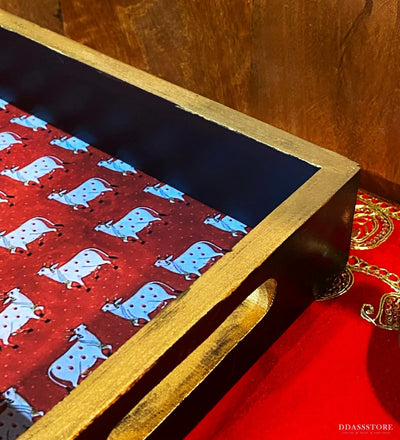 Cow Wooden Pooja Tray & Thali for Home Temple - D'DASS Store