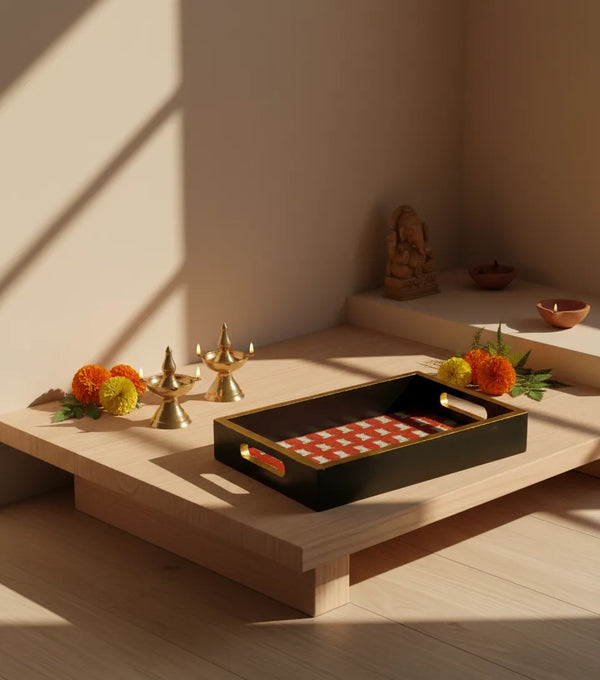 Cow Wooden Pooja Tray & Thali for Home Temple - D'DASS Store