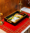 Yellow Kamdhenu Wooden Pooja Tray & Thali for Home Temple