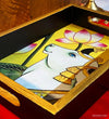 Yellow Kamdhenu Wooden Pooja Tray & Thali for Home Temple - D'DASS Store