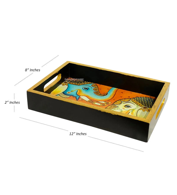 Elephant Wooden Pooja Tray & Thali for Home Temple - D'DASS Store