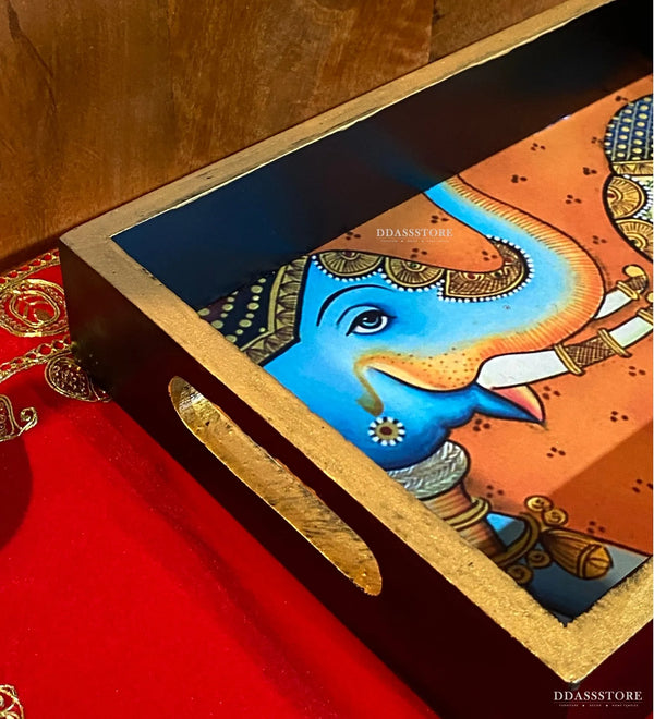 Elephant Wooden Pooja Tray & Thali for Home Temple - D'DASS Store