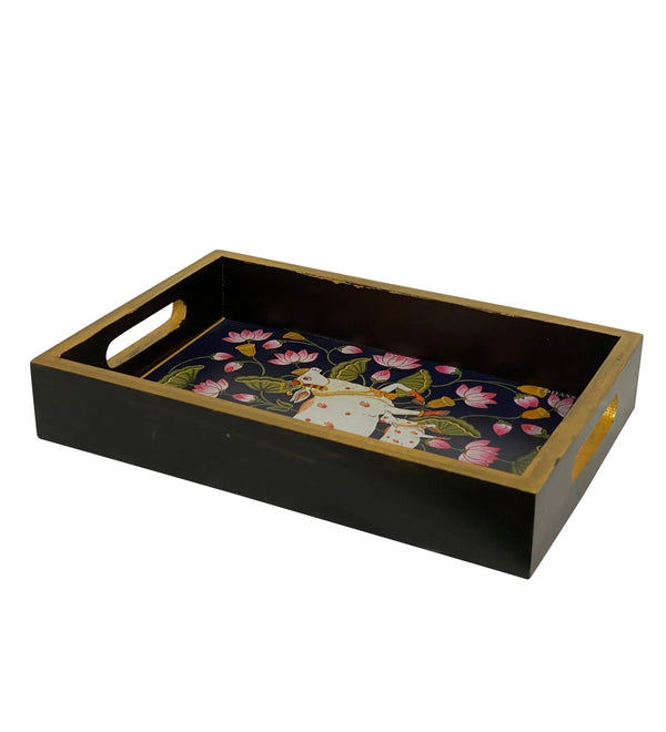 Lotus Kamdhenu Wooden Pooja Tray & Thali for Home Temple - D'DASS Store