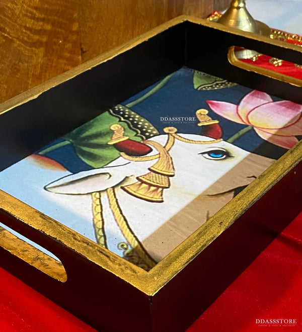 Kamdhenu Wooden Pooja Tray & Thali for Home Temple - D'DASS Store