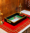 Green Kamdhenu Wooden Pooja Tray & Thali for Home Temple