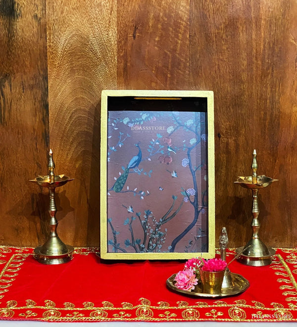 Floral Wooden Pooja Tray & Thali for Home Temple - D'DASS Store