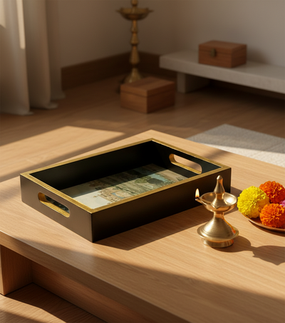 Fort Wooden Pooja Tray & Thali for Home Temple