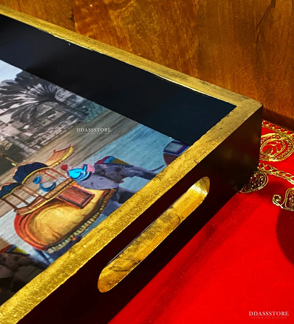 Royal Wooden Pooja Tray & Thali for Home Temple - D'DASS Store