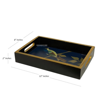 Blue Bird Wooden Pooja Tray & Thali for Home Temple - D'DASS Store