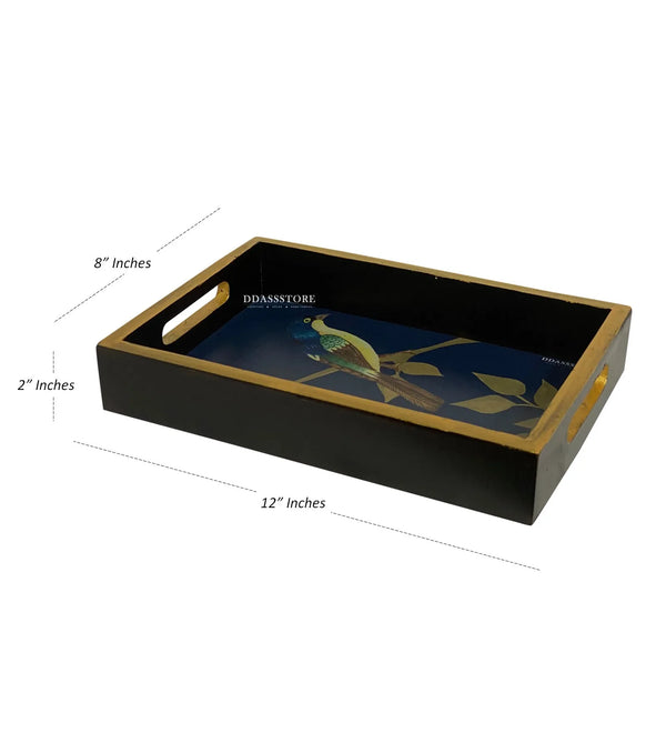 Blue Bird Wooden Pooja Tray & Thali for Home Temple - D'DASS Store