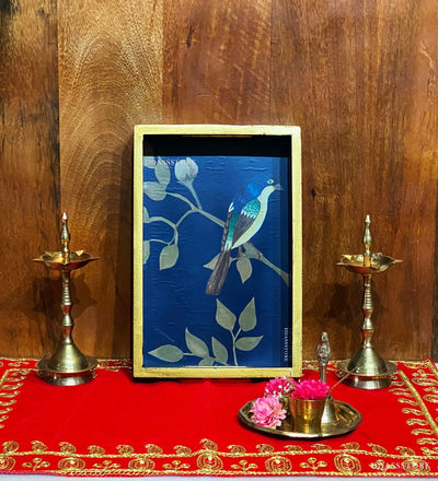 Blue Bird Wooden Pooja Tray & Thali for Home Temple - D'DASS Store