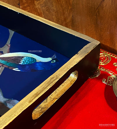 Blue Bird Wooden Pooja Tray & Thali for Home Temple - D'DASS Store