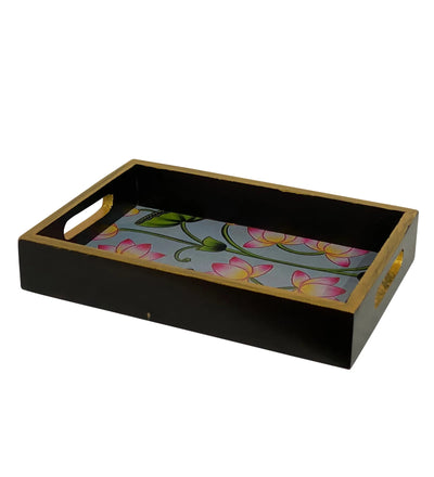 Pink Lotus Wooden Pooja Tray & Thali for Home Temple - D'DASS Store