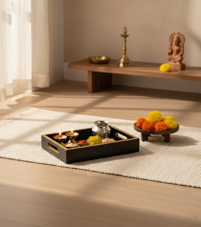 Pattal Wooden Pooja Tray & Thali for Home Temple