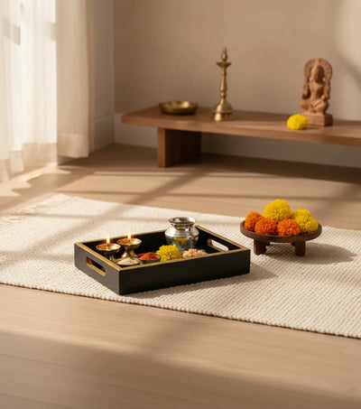Pattal Wooden Pooja Tray & Thali for Home Temple - D'DASS Store