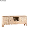 Distressed Rustic Solid wood HandCarved TV cabinet with Storage - D'DASS Store