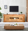 Distressed Rustic Solid wood HandCarved TV cabinet with Storage for Living Room