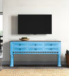 Distressed Blue Solid wood HandCarved TV cabinet with Storage for Living Room