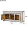 Distressed White Solid wood HandCarved TV cabinet with Storage for Living Room