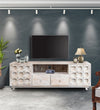 Distressed White Solid wood HandCarved TV cabinet with Storage for Living Room