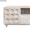 Distressed White Solid wood HandCarved TV cabinet with Storage for Living Room