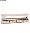 Distressed White Solid wood HandCarved TV cabinet with Storage for Living Room - D'DASS Store