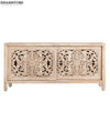 Distressed White Solid wood HandCarved TV cabinet with Storage for Living Room