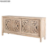 Distressed White Solid wood HandCarved TV cabinet with Storage for Living Room