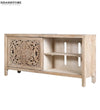 Distressed White Solid wood HandCarved TV cabinet with Storage for Living Room - D'DASS Store