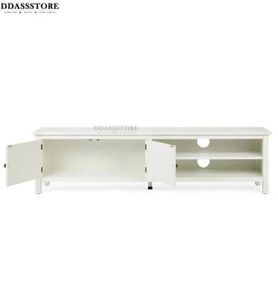 Distressed White Solid wood HandCarved TV cabinet with Storage for Living Room - D'DASS Store