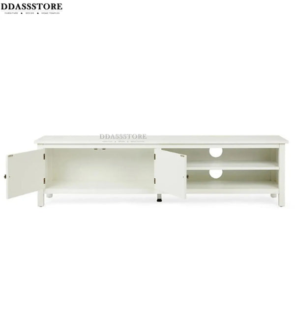 Distressed White Solid wood HandCarved TV cabinet with Storage for Living Room - D'DASS Store