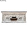 Distressed White Solid wood HandCarved TV cabinet with Storage for Living Room - D'DASS Store