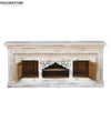 Distressed White Solid wood HandCarved TV cabinet with Storage for Living Room - D'DASS Store