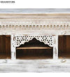 Distressed White Solid wood HandCarved TV cabinet with Storage for Living Room - D'DASS Store