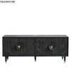 Distressed Black Solid wood HandCarved TV cabinet with Storage for Living Room